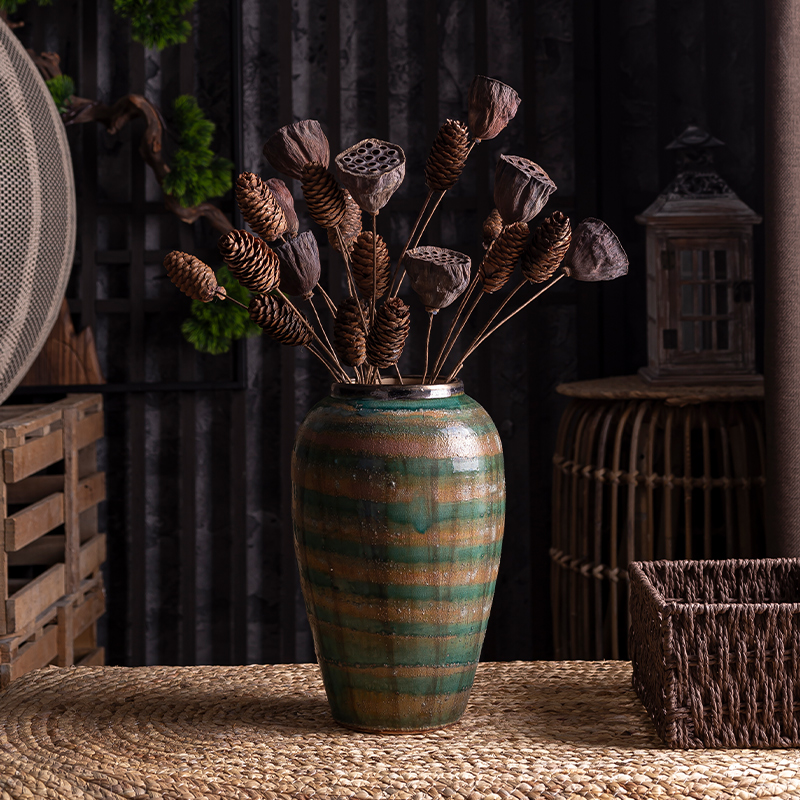 American retro vase furnishing articles sitting room dry flower arranging flowers, household act the role ofing is tasted table decoration ceramics green Chinese flowers