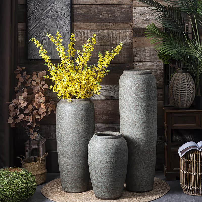 Jingdezhen ceramic coarse pottery landing big dry flower is placed to restore ancient ways I and contracted sitting room TV cabinet vase flowerpot