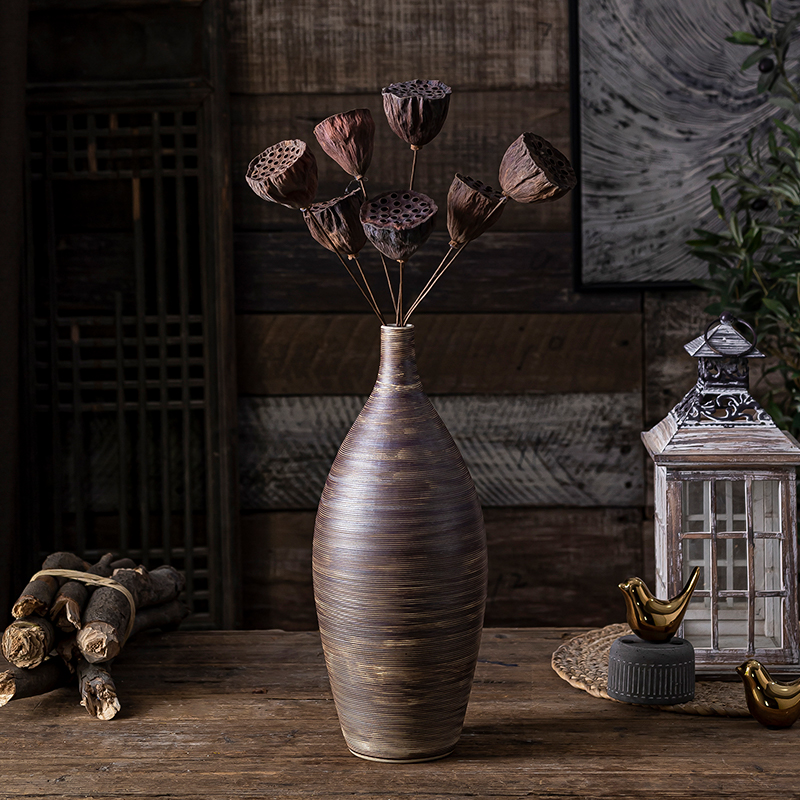Zen Japanese small retro literary creative ceramic flower vases table dry flower adornment desktop furnishing articles