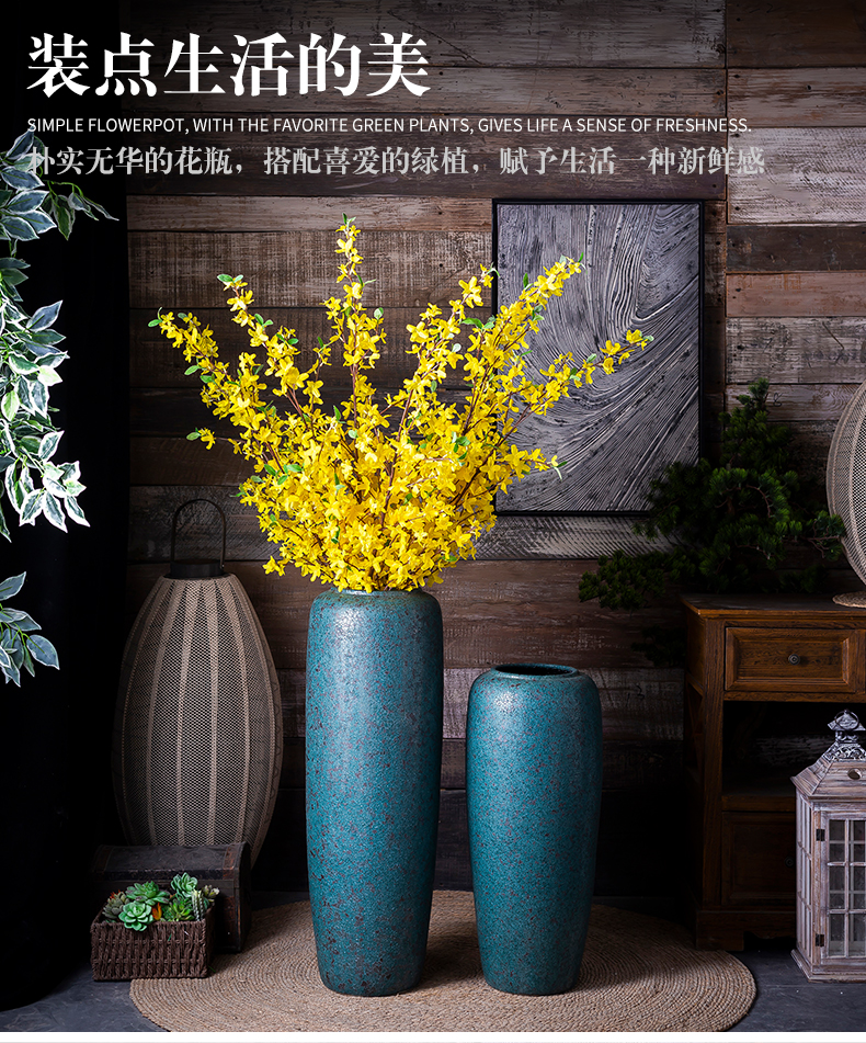 Holly light of large vase key-2 luxury large sitting room be born long I and contracted dry flower arranging ceramic decoration furnishing articles