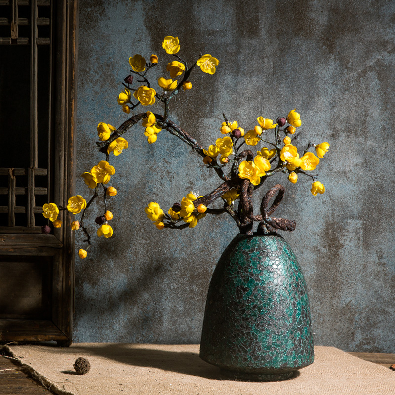 Retro modern creative manual ceramic vase dried flowers, flower arranging flowers, the sitting room TV ark, home decoration furnishing articles
