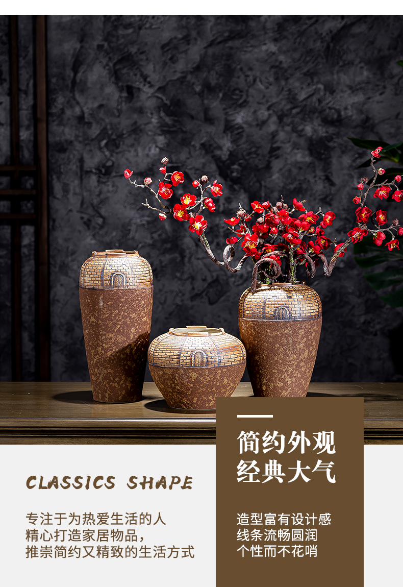 The Vases, flower arrangement sitting room manual coarse pottery archaize do old pottery art style of Chinese style water raise flower implement American desktop