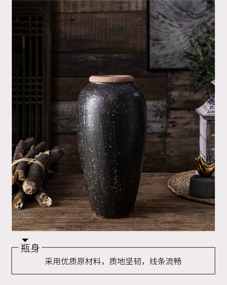 New Chinese style flower arranging dried flower ceramic floret bottle zen furnishing articles sitting room porch desk teahouse adornment clay coarse pottery