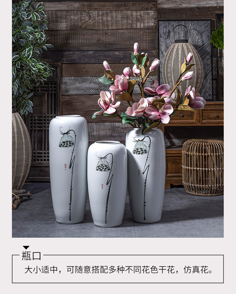 Jingdezhen ceramic creative dried flower living room floor decoration flower vase is placed large flower arranging I and contracted