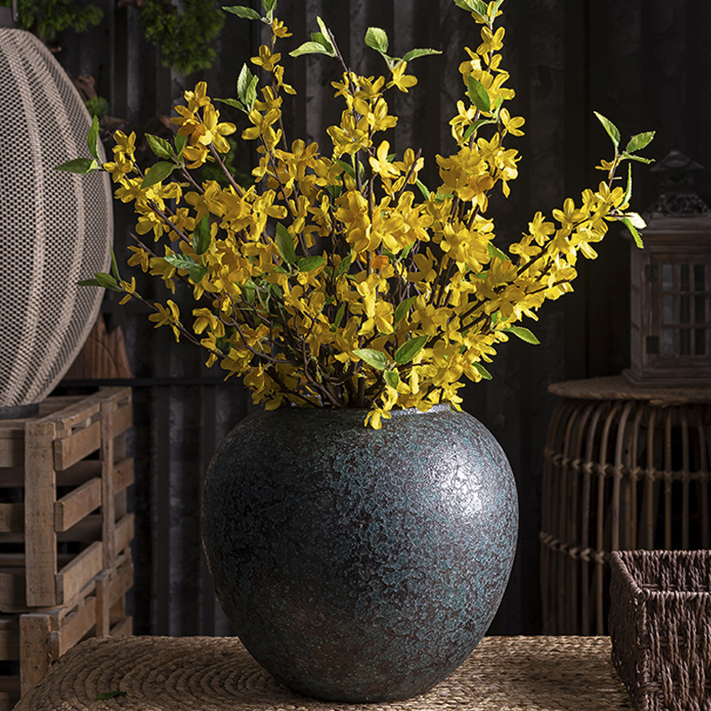 Dried flower ceramic large diameter vase mesa of new Chinese style flower implement flower arranging flowers restore ancient ways do old ball furnishing articles