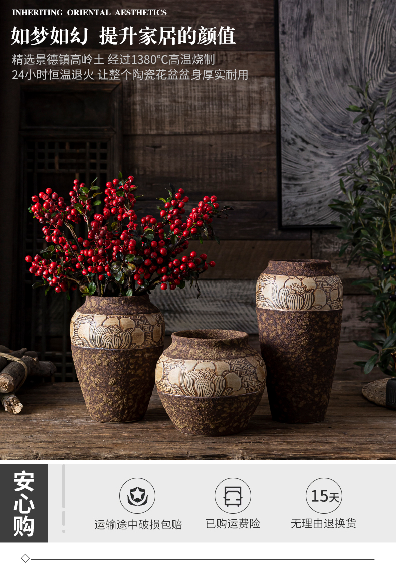 New Chinese style ceramic floret bottle zen furnishing articles home rich ancient frame sitting room tea table dry flower flower arranging flower implement manually