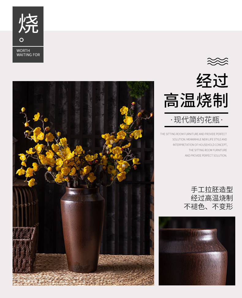 New Chinese style ceramic decoration sitting room porch TV ark, flower arranging zen table dry flower floret bottle restoring ancient ways furnishing articles