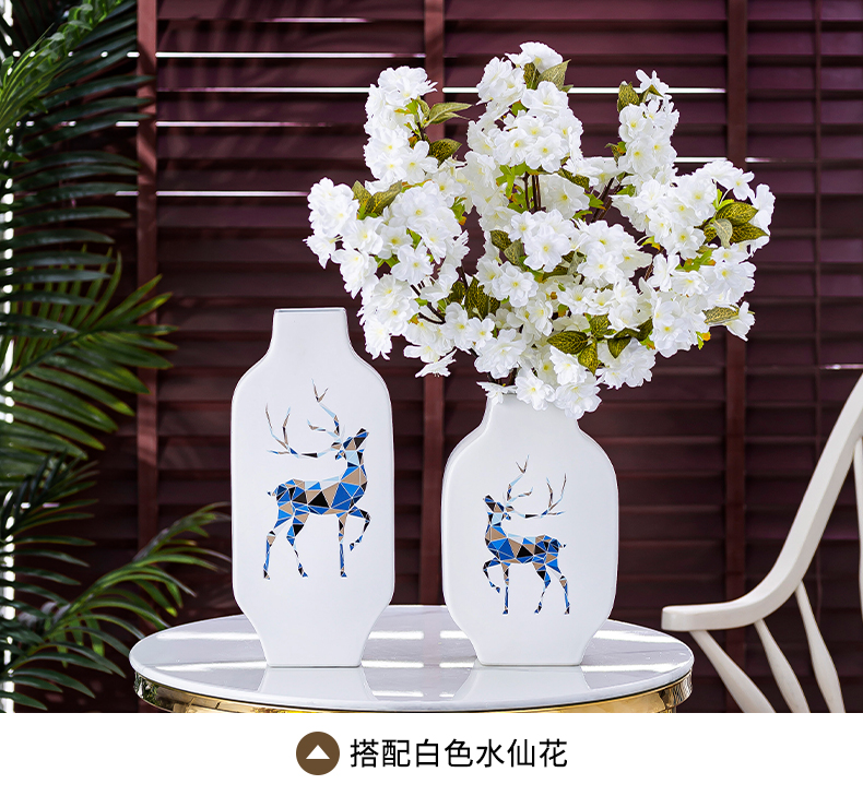 Nordic ceramic vase furnishing articles sitting room porch light table dry flower flower flower arrangement of key-2 luxury decorative ceramic wind furnishing articles