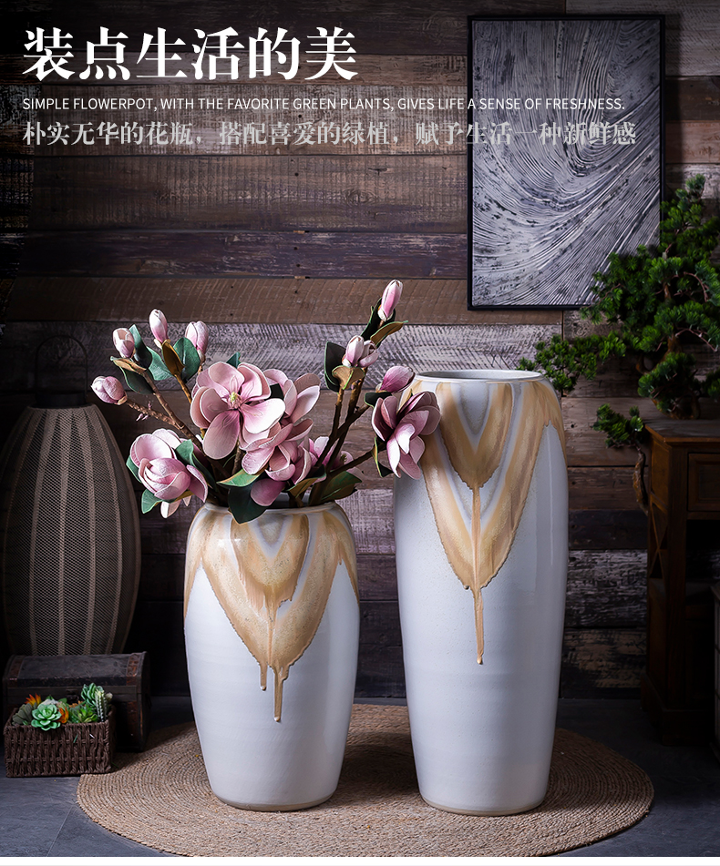 Light European - style key-2 luxury ceramic floor large vases, I and contracted sitting room bedroom dry flower, flower arranging, adornment is placed