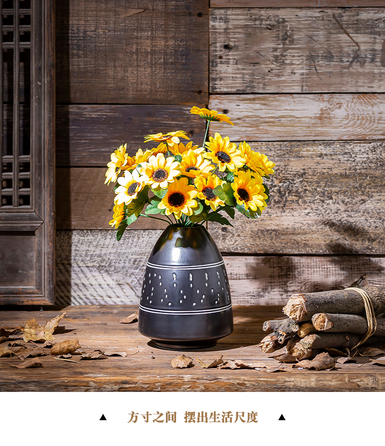 Contracted and I sitting room of black mesa of creative art ceramic vase northern wind furnishing articles flowers aqua dried flowers