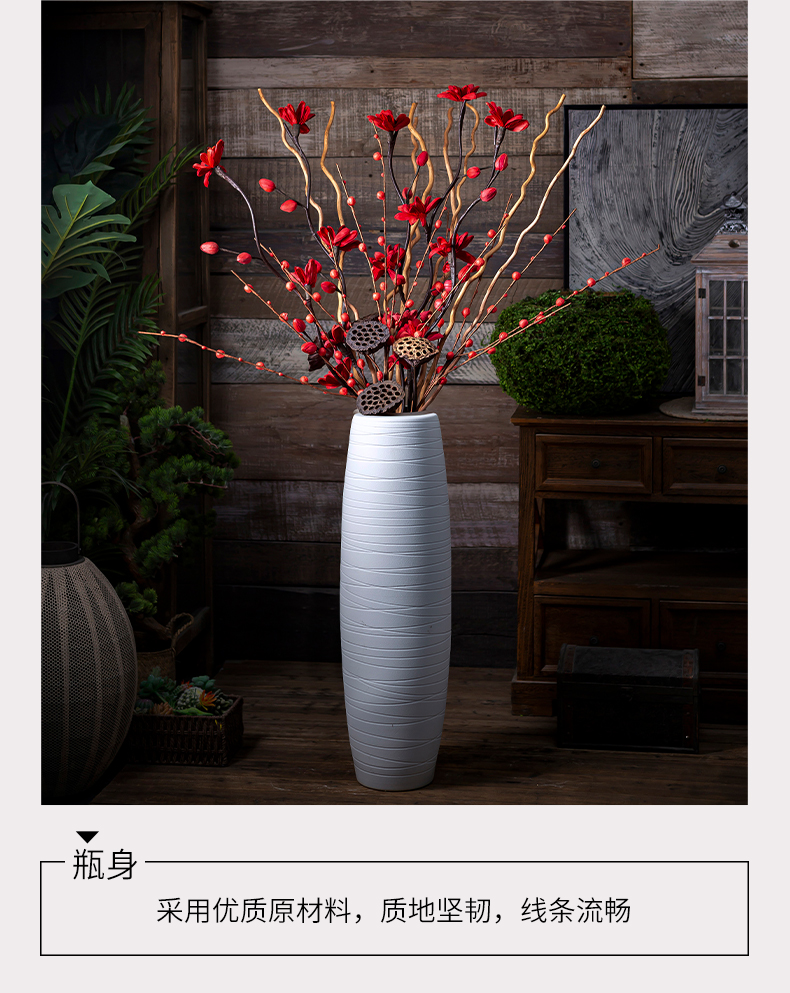 I and contracted jingdezhen ceramic vase landing place, sitting room of new Chinese style white flowers, flower arranging is tall furnishing articles