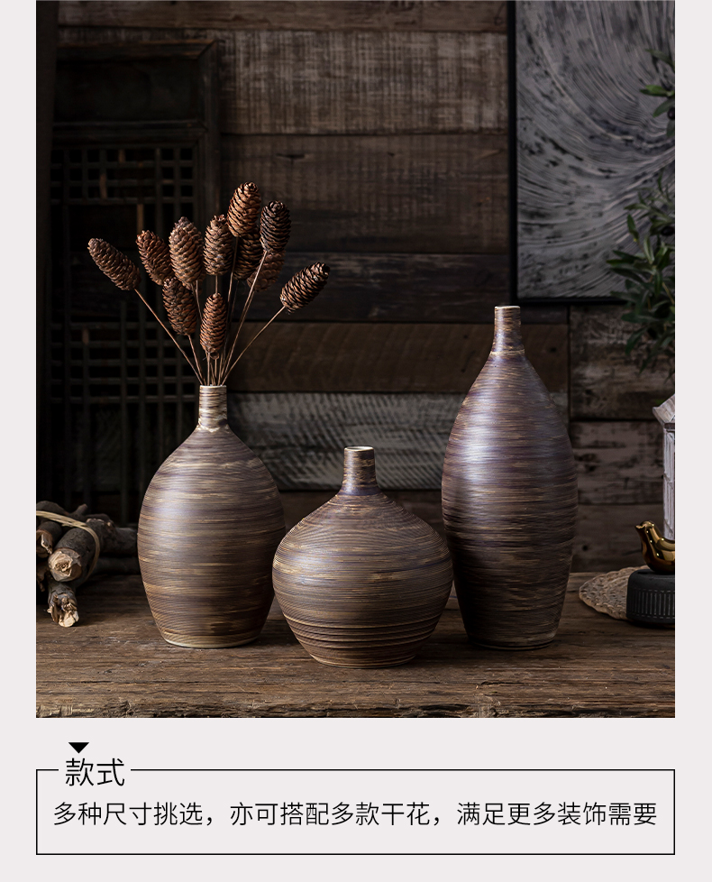 Zen Japanese small retro literary creative ceramic flower vases table dry flower adornment desktop furnishing articles