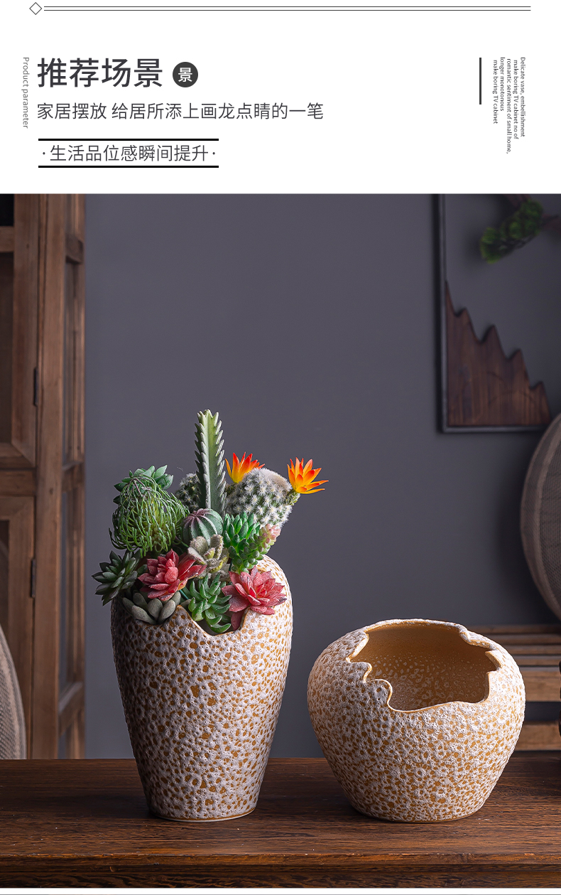 Fleshy ceramic coarse pottery flowerpot breathable move combination suit large zhuang zi plant a flower pot special offer a clearance purple