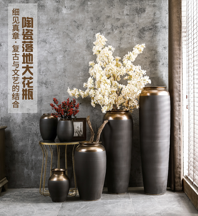 Landing simulation flower vase suit European large dried flowers sitting room adornment furnishing articles of jingdezhen ceramic porcelain courtyard