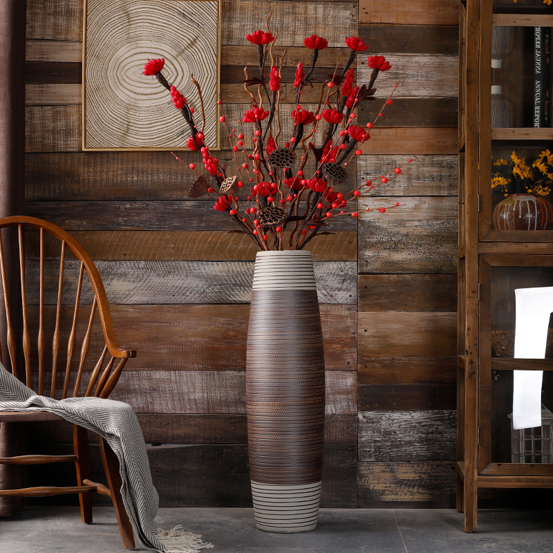Sitting room ground vase furnishing articles ceramics large vases, flowers, dried flowers, flower arrangement to restore ancient ways suit American light key-2 luxury decoration
