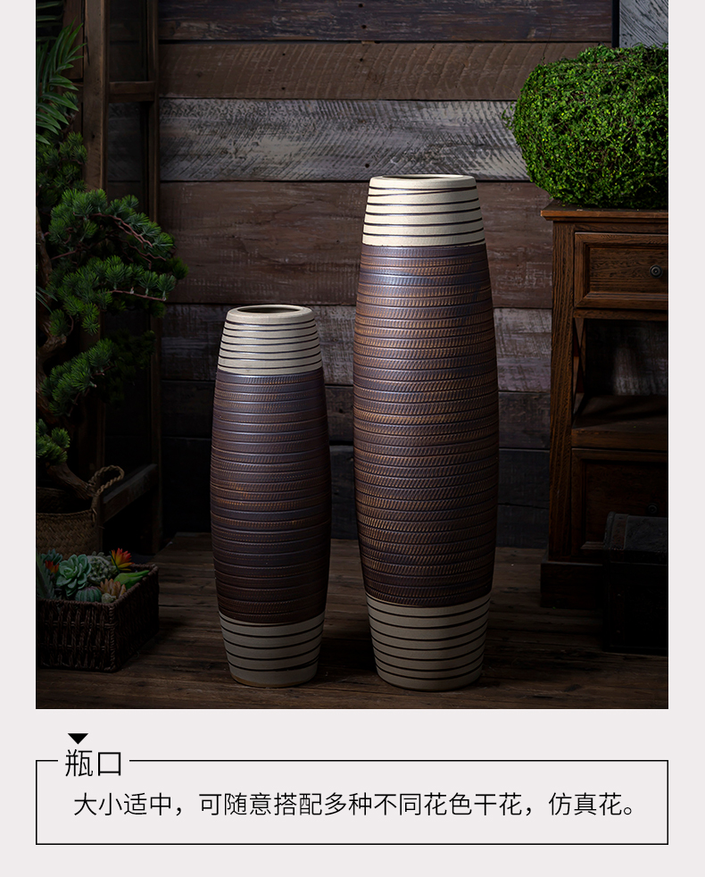 Tall, ceramic decorative dried flowers of large vase sitting room porch Chinese style restoring ancient ways furnishing articles American flower implement arranging flowers