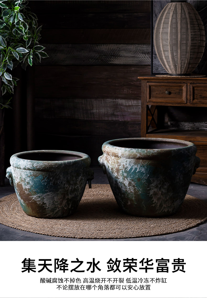 Restore ancient ways of archaize ceramic VAT yamato - e tank floor furnishing articles courtyard garden coarse pottery manual water basin of water