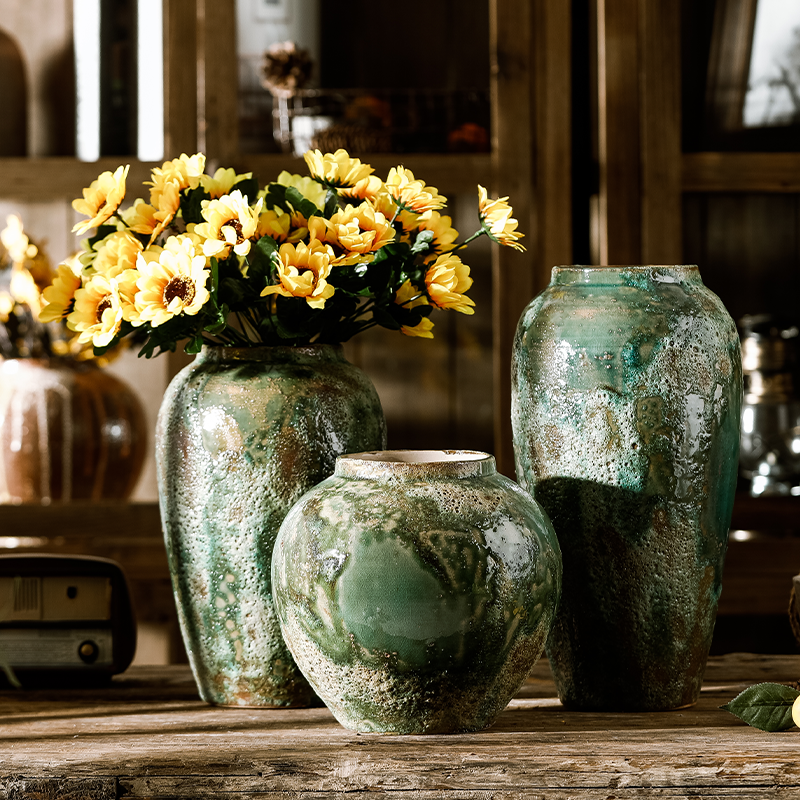Dried flower vase of jingdezhen ceramics sitting room adornment is placed porcelain pottery flower arranging flower implement restoring ancient ways table decoration