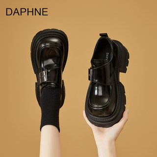 Daphne Thick-Soled Loafers for Women 2026 New Winter Fleece-Lined British Style Black Leather Shoes Popular Derby Shoes