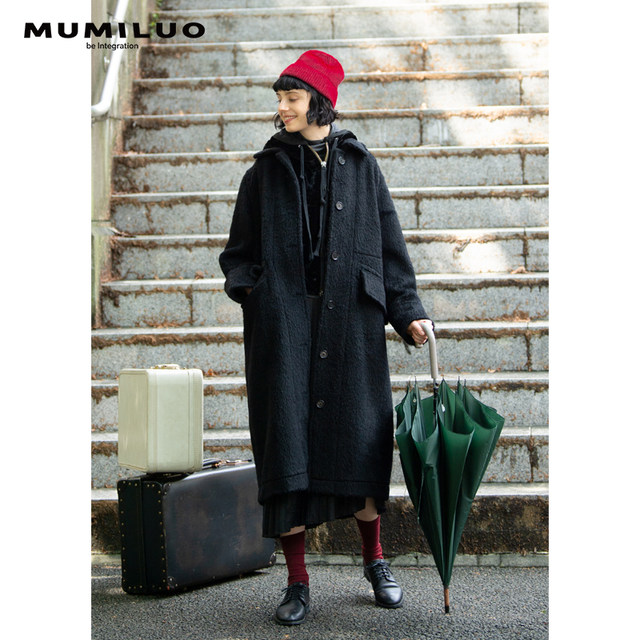 MUMILUO21FW Suli alpaca woolen coat ແມ່ຍິງຍາວກາງດູໃບໄມ້ລົ່ນແລະລະດູຫນາວເສື້ອຂົນແກະສີບົວອອກໃຫມ່