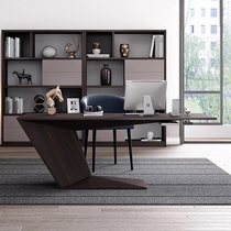 Willstyle minimalist book room Smoked wood color desk Art creative Alien Desk Computer Desk Walnuts boss Table