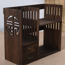 Solid wood desktop shelf Student desk desk book shelf Bay window bookcase shelf Office desk small bookcase storage rack