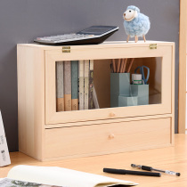 Solid wood dustproof storage box Glass clamshell Dormitory artifact Cosmetics stationery desktop office drawer rack