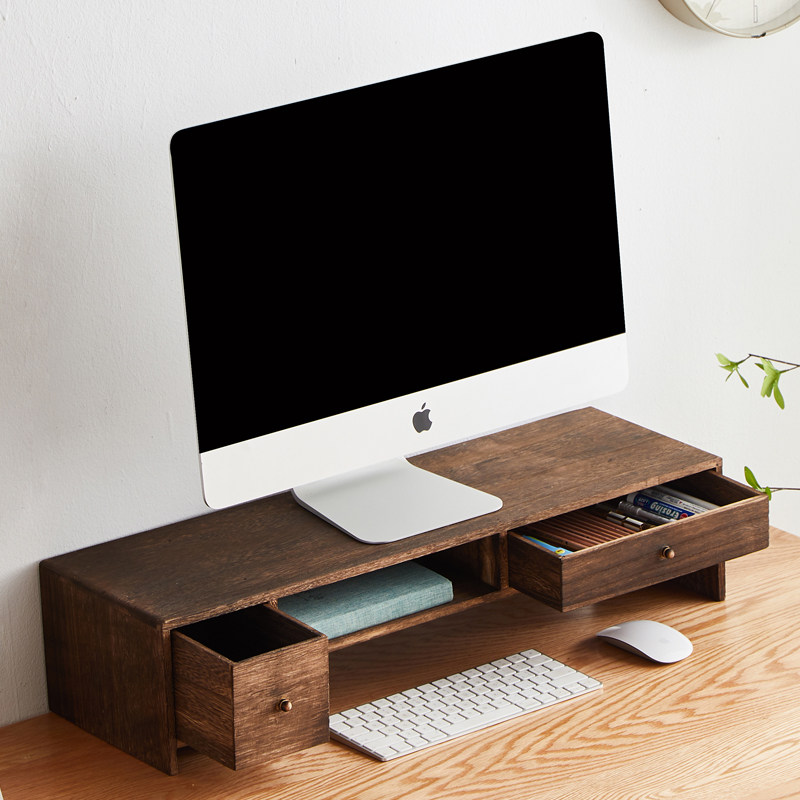 Solid wood computer screen heightening rack display screen Shelf Base Bracket Office Desktop Mat High Shelve