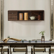 Solid Wood Wall-mounted Hanging Cabinet Wall Cabinet Wall Shelf Tea Cup Containing Shelf Teapot Shelf Dust Glass Door Storage Racks