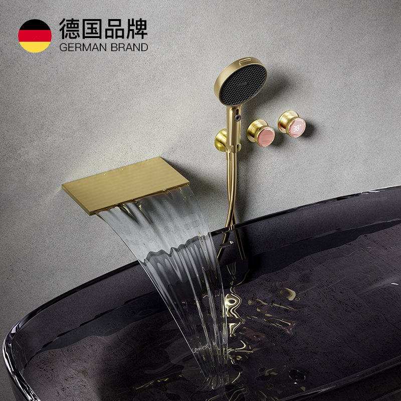 German Filon W21 Concealed Bathtub Faucet Minimalist Waterfall-Style Home Bathroom Shower Rack