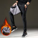 2021 Autumn and Winter New Style Fleece-Lined Thickened Warm Casual Pants Men's Straight-Leg Elastic Waist Sports Pants Korean Style Slim-Fit Long Pants