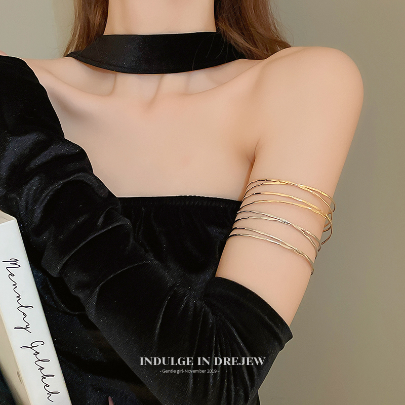 Gold Arm Bracelet for Women, Light Luxury Niche Bracelet, Exaggerated Arm Ring, Open Silver Arm Jewelry Accessory Gold Arm Bracelet for Women, Light Luxury Niche Bracelet, Exaggerated Arm Ring, Open Silver Arm Jewelry Accessory
