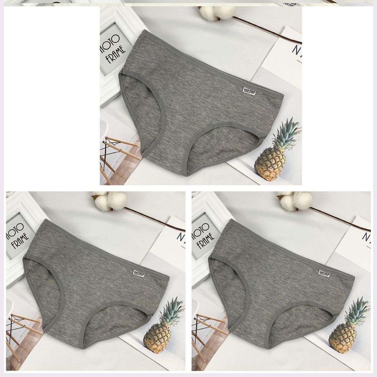 Bà Panties bông Hàn Quốc phiên bản của học sinh trong quần eo khe lớn mã quần tam giác màu đen và trắng xám 3.