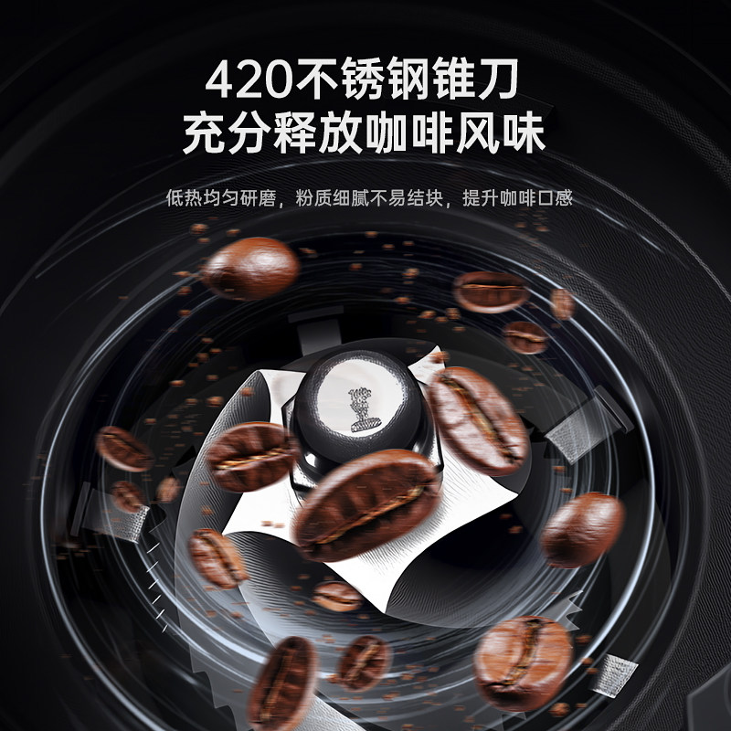 Zuozuomo Electric Coffee Grinder, Small Household Espresso Hand-Brew Coffee Grinding Machine