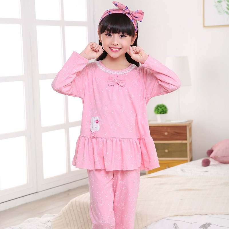 Trẻ em và trẻ em gái trong trẻ em lớn Pyjama 12-15 tuổi xuân và mùa thu bông sinh công chúa 8 phiên bản Hàn Quốc cô gái mỏng dễ thương.