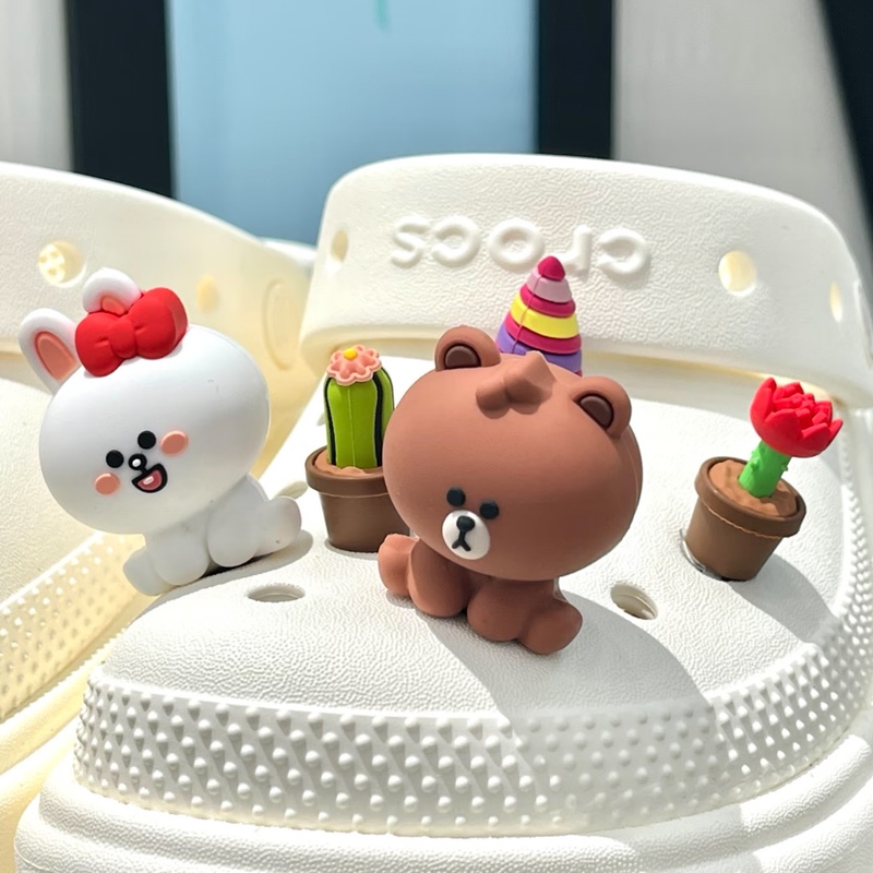 Croc Shoe Charms Accessories Compatible with Crocs Shoes, 3D Cartoon Brown Bear Cute Shoe Decoration Accessories