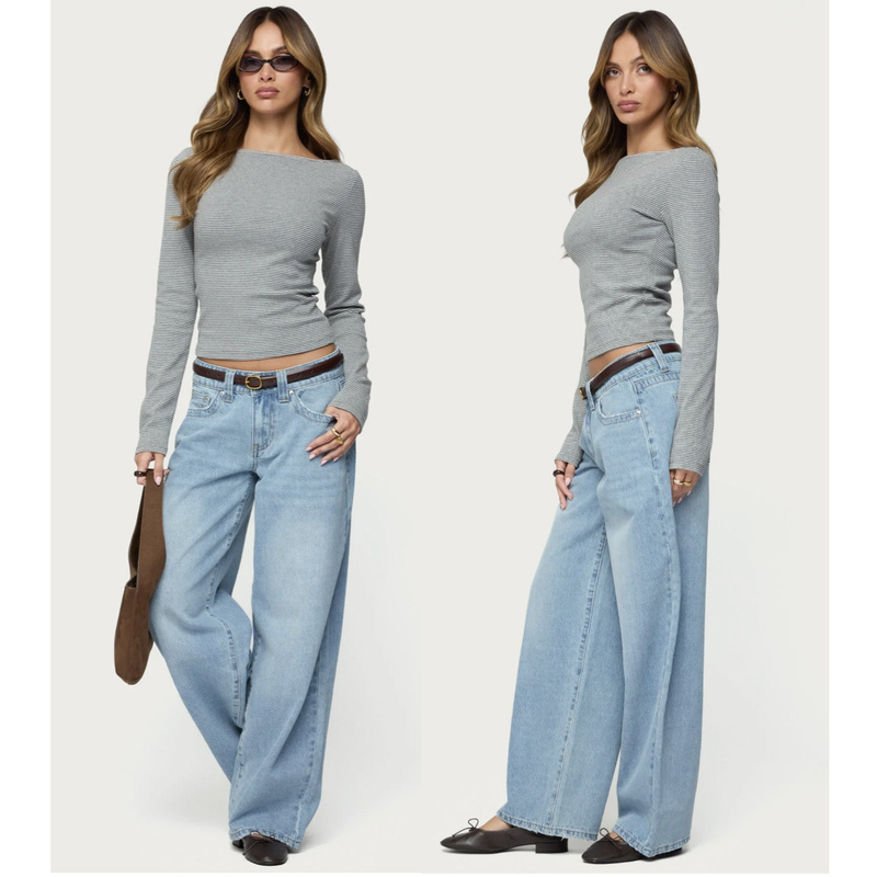 Edi Brand Washed Whiskered White Versatile Classic Loose Carrot Denim Low-Rise Pants, All-Season Style, Export Surplus Edi Brand Washed Whiskered White Versatile Classic Loose Carrot Denim Low-Rise Pants, All-Season Style, Export Surplus