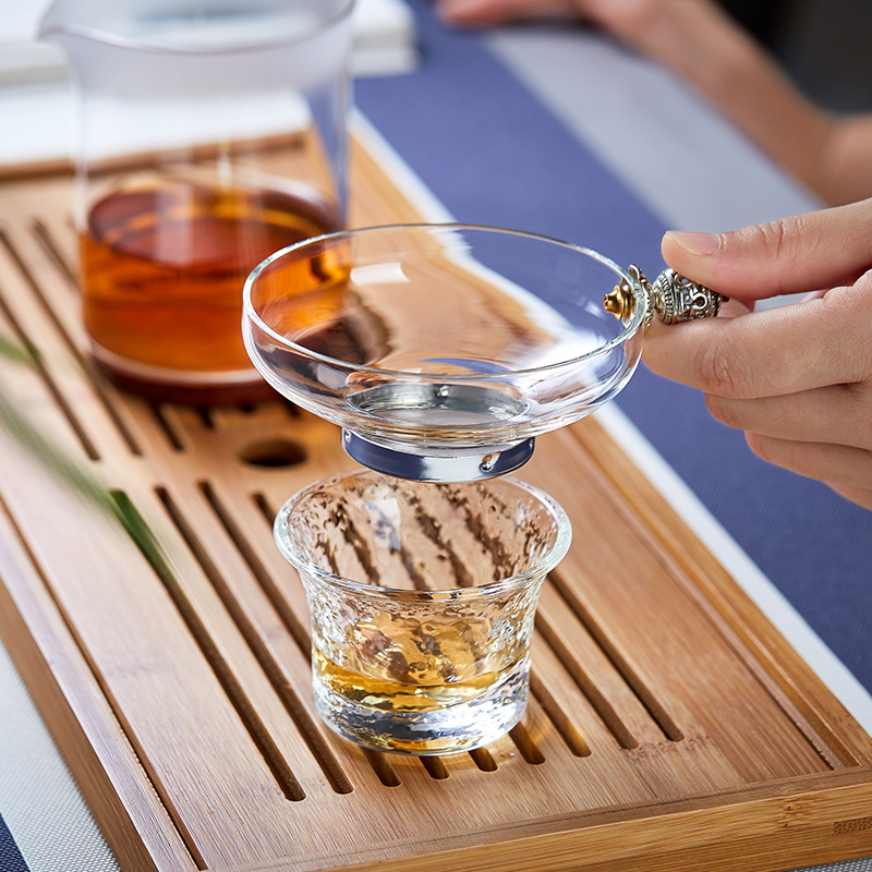 Glass tea leak tea filter heat-resistant tea screen integrated stainless steel kung fu tea set tea partition filter accessories