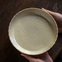 Cranching dust kiln lotus pattern pot bearing pot support ceramic tea tray dry bubble table Kung Fu household tea ceremony accessories