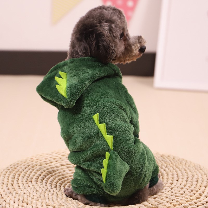 Quần áo Nhật Bản chú chó nhỏ quần áo bốn chân quần áo mèo quần áo chó quần áo mùa thu và mùa đông biến đổi quần áo lưới khủng long đỏ hài hước - Quần áo & phụ kiện thú cưng