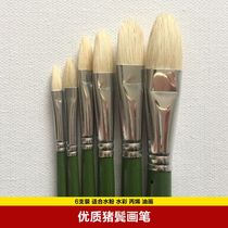 Oil Paintbrush Quality Flat Round Pig Mane Oil Painting Propylene Water Powder Watercolor 6 Sets Brush