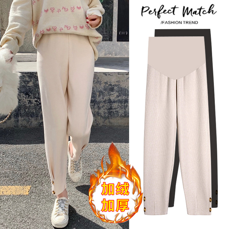 Pregnant Women Pants Winter Thickened Outwear Plus Suede Autumn Winter Fashion NET RED WINTER LONG PANTS LOOSE WINTER DRESS FOREIGN PIE CASUAL