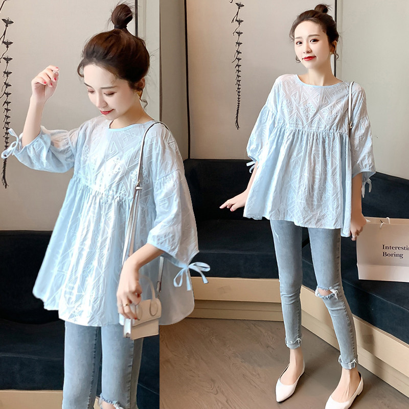 Pregnant woman Spring and autumn suit stylish cover Belly Tidal Moms Hot Moms Doll Sweatshirt Autumn Autumn Clothes Easy and less Temperament Blouse