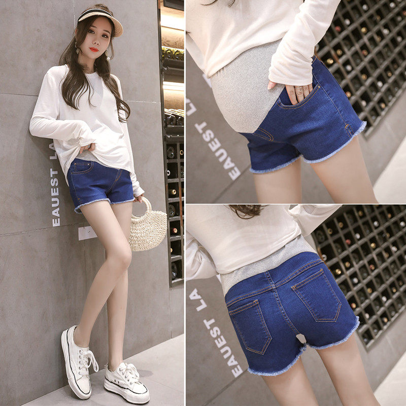 Pregnant woman shorts summer outside wearing thin pants fashion Tidal Moms Jeans Beating Underbelly Adjustable Summer Tide Clothing