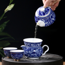 Haoyue household blue and white porcelain tea maker teapot ceramic kung fu tea set office Puer tea filter tea single pot