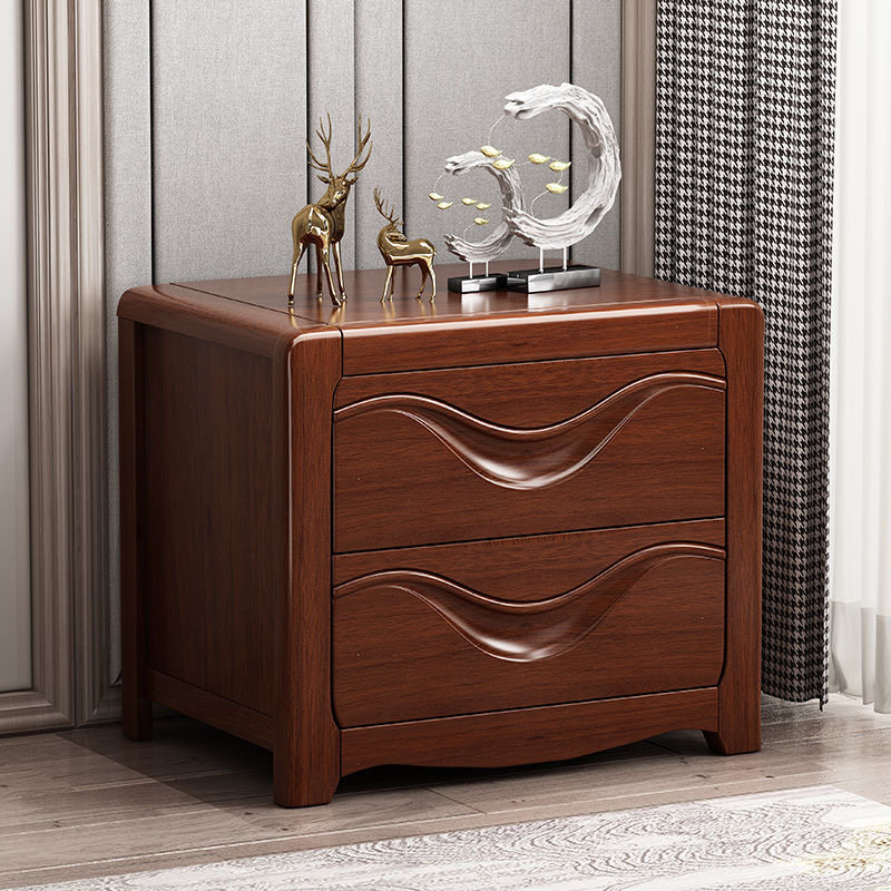 New Chinese Walnuts Wood Bed Head Cabinet Modern Minima Full Solid Wood Bedside Cabinet Home Storage Cabinet Bedroom Containing Cabinet