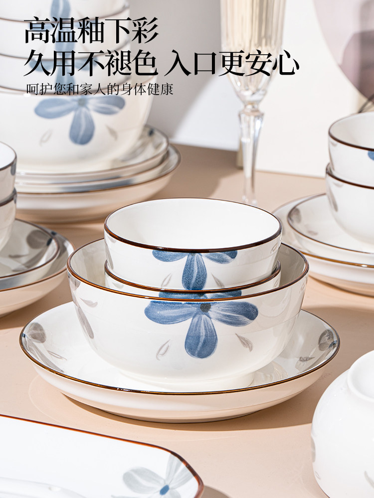 Dish Set for Home Use 2025 New Model Jingdezhen High-Value Tableware Simple Ceramic Bowls and Plates Chopsticks Housewarming Bowl Set