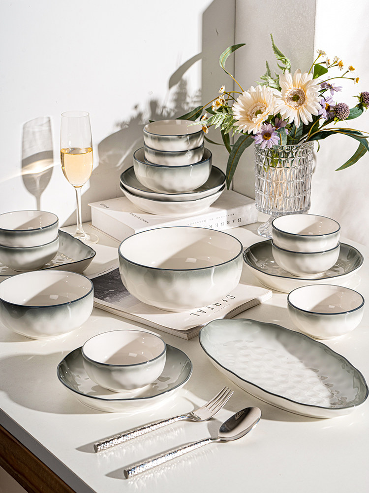Dishes and Bowls Set for Home Use 2025 New Model Bowls, Plates, Chopsticks, Plates, Jingdezhen Ceramic Bowls, Housewarming, Newlywed Dishes and Tableware