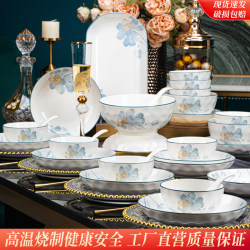 Dishes and dishes Suit For Home 2025 New arrival ceramic bowls and dishes chopsticks tableware Suit underglaze color Rice Bowl For Home Minimalist modern