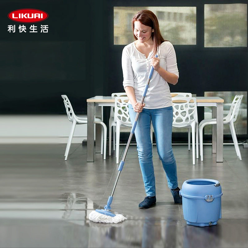 Quick Spanish mop home swivel lever Single barrel Automatic hydrating mound mop Bucket free of hand wash one drag net